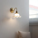 Helnys Glass Brass LED Wall Light with Clear Flower Shade