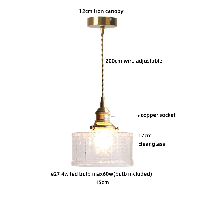 Helnys Amber Glass LED Pendant Lights for Dining and Living Room