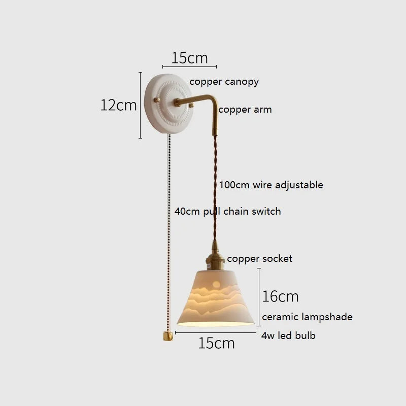 Helnys Ceramic LED Wall Sconce with Adjustable Copper Arm - Nordic Modern Style