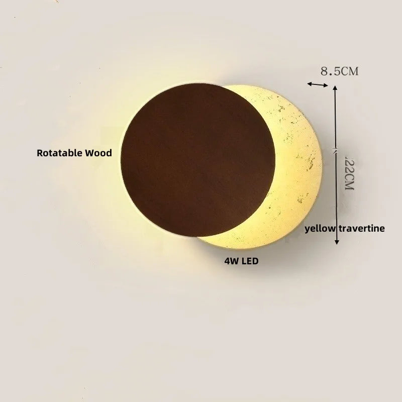 Helnys Solar Eclipse LED Wall Lamp Nordic Modern Yellow Travertine Ambience Bedside Lamp