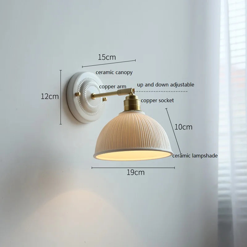 Helnys Ceramic LED Wall Light with Copper Arm for Modern Home Décor