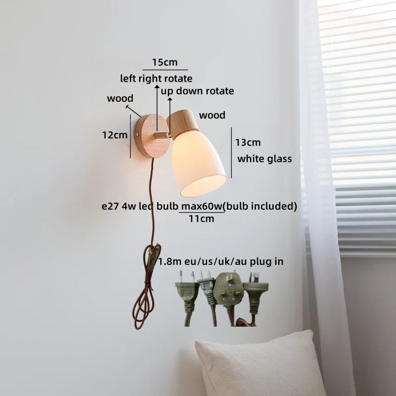 Helnys Glass Wall Lamp Sconce Bedroom Bathroom Light