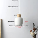 Helnys Nordic Wood LED Pendant Lamp with White Ceramic Ball