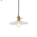 Helnys Clear Glass LED Pendant Lamp with Adjustable Wire and Copper Knob Switch