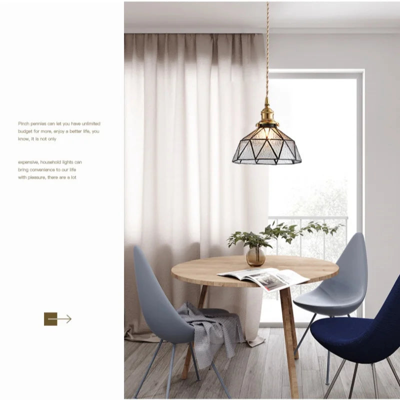 Helnys Blue Glass Wire Adjustable LED Pendant Light - Nordic Modern Hang Lamp