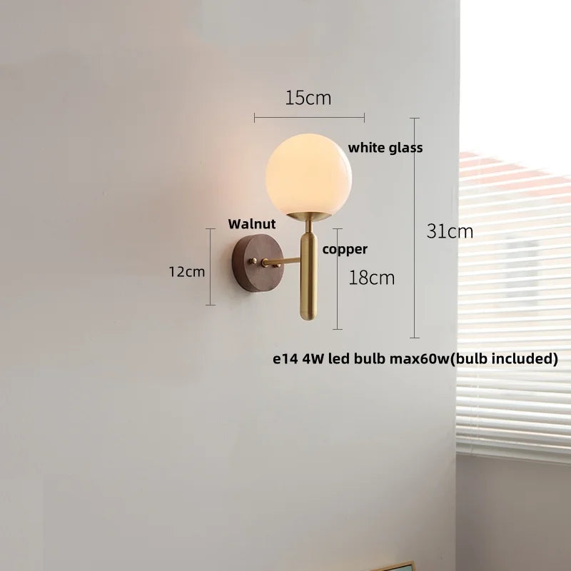 Helnys Copper Base LED Wall Lamp with Pull Chain Switch