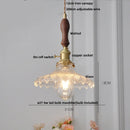 Helnys Amber Glass Pendant Light with Adjustable Wire and Knob Switch