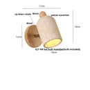 Helnys Rotating LED Wall Light Fixture with Pull Chain Switch Yellow Travertine Wood Decor