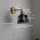 Helnys Tiffany Style Glass Pull Chain Wall Light Rotation Dining Bedroom Fixture