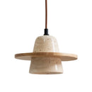 Helnys LED Pendant Light Fixture with Natural Yellow Travertine Materials