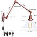 Helnys Vintage Swing Arm Wall Lights with Pull Chain Switch and Glass Ball