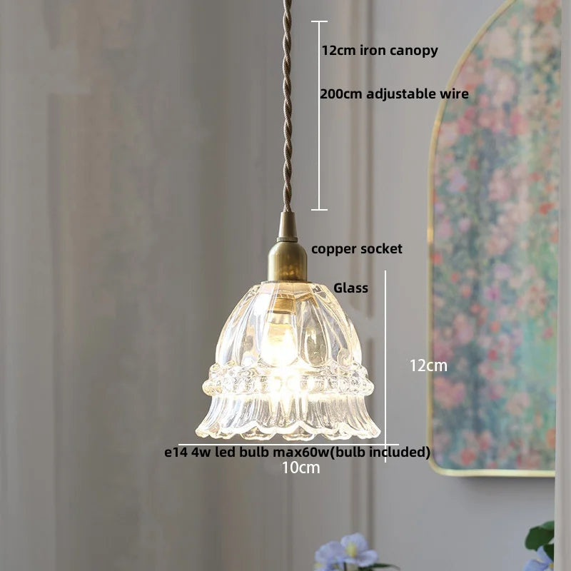 Helnys Amber Copper LED Pendant Lights Glass Hang Lamp - 200CM Wire Adjustable