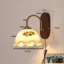 Helnys Wooden LED Wall Light Fixture with Pull Chain Switch