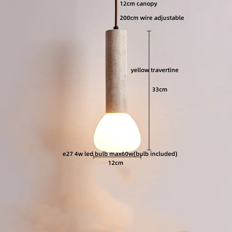 Helnys Yellow Travertine LED Pendant Light - Nordic Modern Hang Lamp