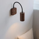 Helnys Vintage LED Wall Light Walnut Wood Black Hose Bedside Lamp