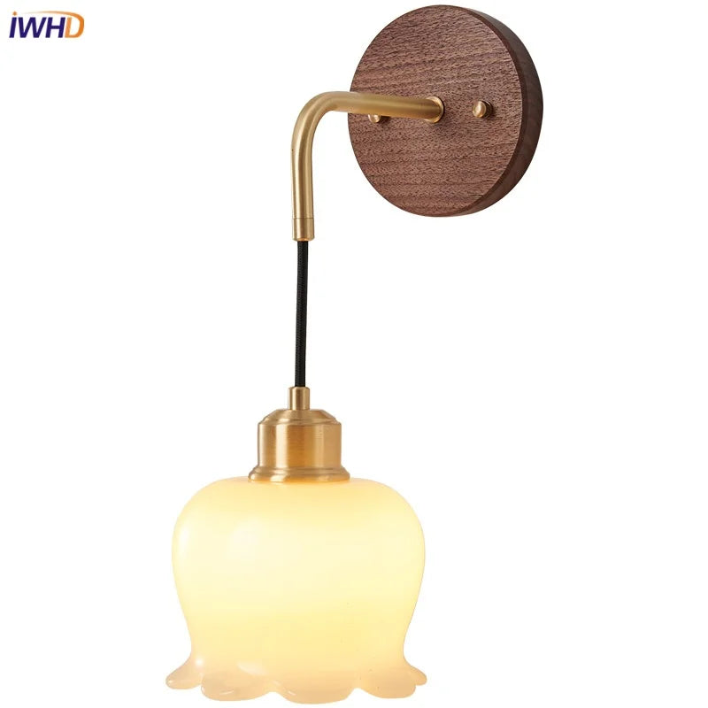 Helnys Walnut Wood LED Wall Lamp Modern Nordic Resin Stair Light Adjustable Luminaire