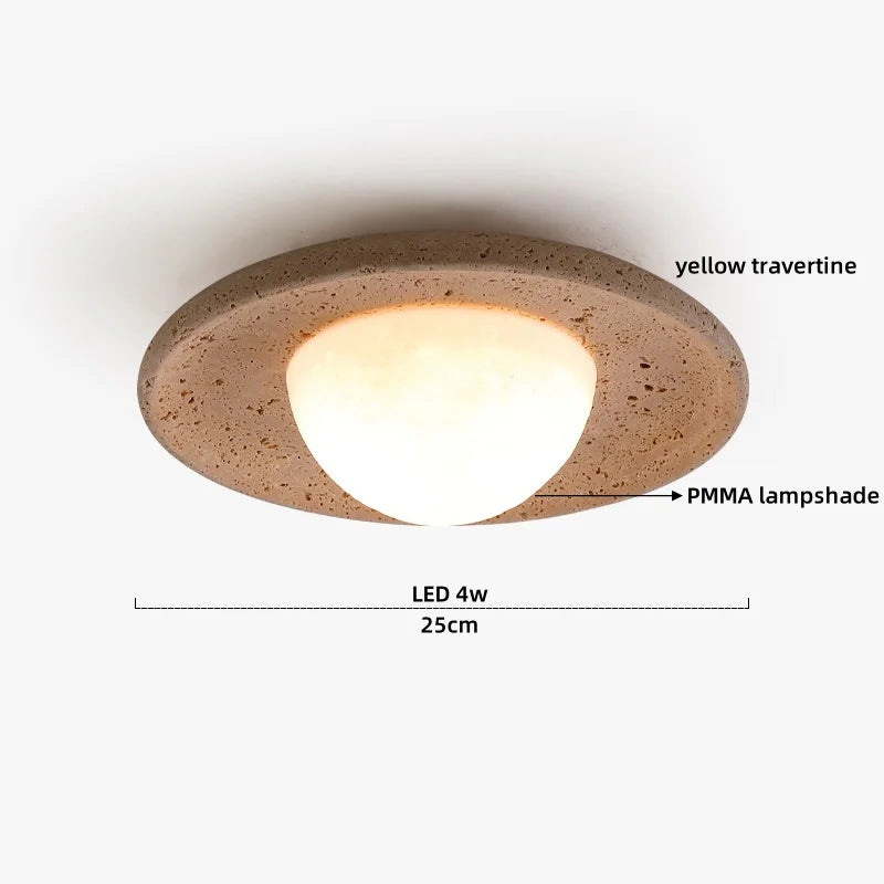 Helnys Yellow Travertine Wood Canopy LED Ceiling Light - Modern Nordic Design