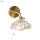 Helnys LED Wall Lights with Pull Chain Switch and Clear Glass Up Down Rotate Copper Finish