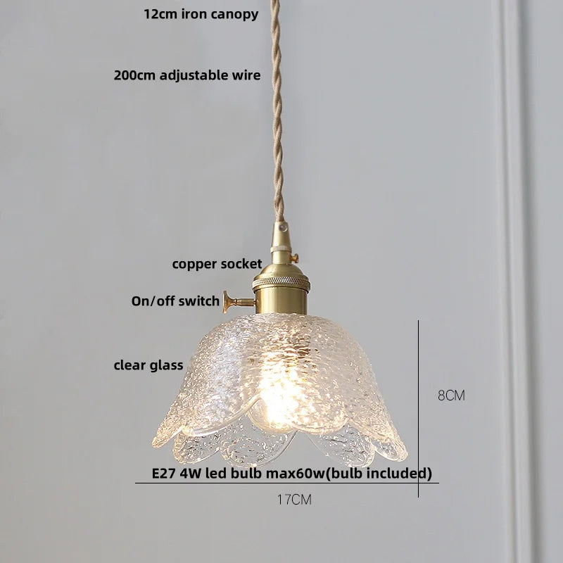 Helnys Nordic LED Glass Pendant Light Fixture with Wood Accent