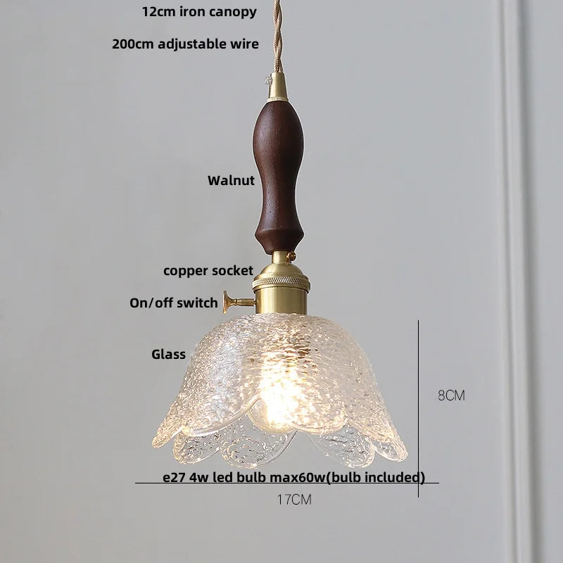 Helnys Nordic Flower Glass LED Pendant Lights for Dining Living Kitchen Room