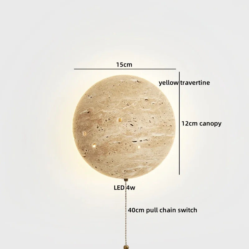 Helnys Yellow Travertine LED Wall Lamp Nordic Modern Interior Light