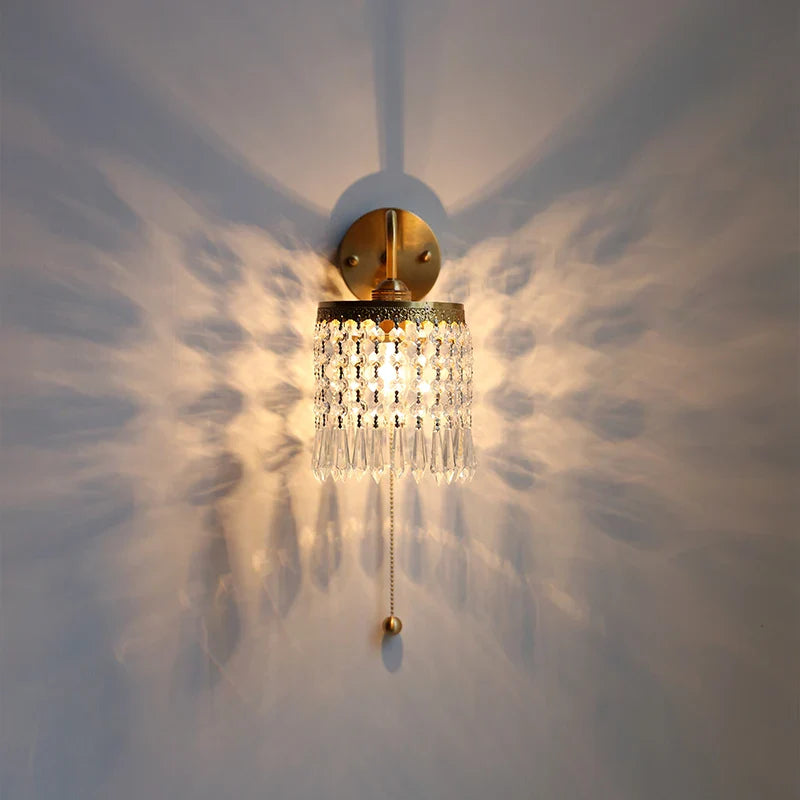 Helnys Crystal Copper LED Wall Light Fixture for Indoor Kitchen Décor