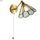 Helnys Vintage Brass Clear Glass Wall Lights Rotate Bedside Lamp