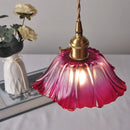 Helnys Purple Flower Glass LED Pendant Lamp Adjustable Modern Hanging Light