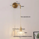 Helnys Copper LED Glass Wall Sconce Pull Chain Switch Adjustable Mirror Light
