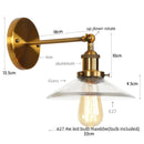 Helnys Vintage Industrial LED Wall Lamp Clear Glass Gold Bedside Light