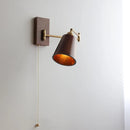 Helnys LED Wall Sconce Lamp Walnut Ash Wood with Pull Chain Switch