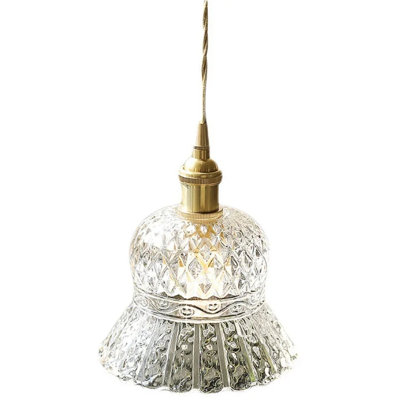 Helnys Modern Clear Glass LED Pendant Light Copper Socket for Home Indoor Decor