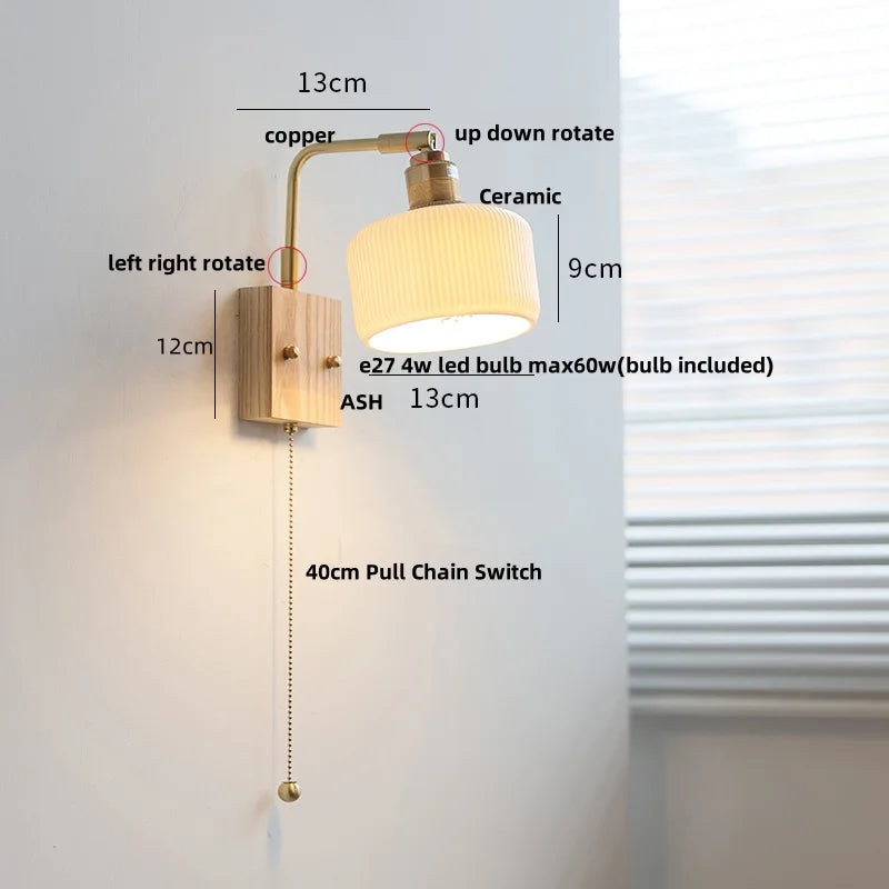 Helnys Modern LED Wall Sconce Rotatable White Ceramic Vanity Light