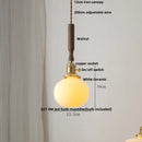 Helnys Flower Glass LED Pendant Light Fixture with Walnut Wood - Stylish Kitchen Hanging Lamp