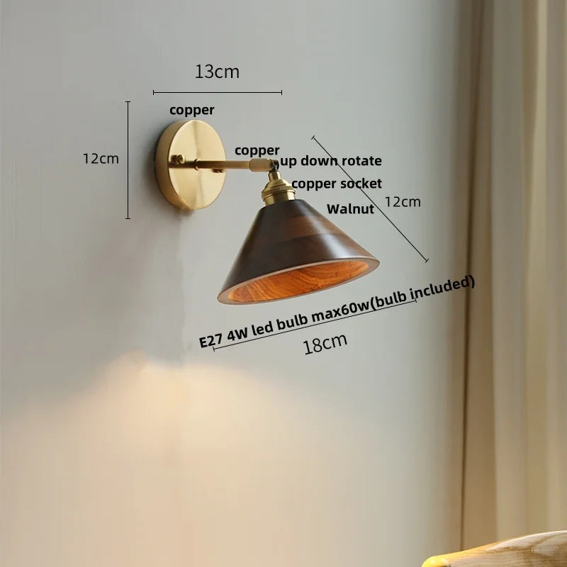 Helnys Copper Socket LED Wall Lights Pull Chain Switch Nordic Modern.arraycopy