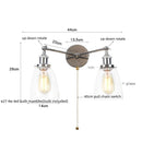 Helnys Retro LED Wall Light Fixtures with Pull Chain Switch, Industrial 2 Heads Sconce