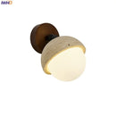 Helnys Wood Canopy LED Wall Sconce Yellow Stone Nordic Modern Makeup Mirror Light