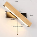 Helnys Nordic LED Wall Sconce Pull Chain Switch Wood Modern Stair Light Fixtures