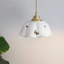 Helnys Butterfly Ceramic Copper LED Pendant Lamp, Nordic Modern Hanglamp for Home Indoor Decor
