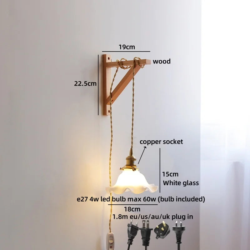 Helnys Wooden LED Wall Sconce | Japan Style Home Lighting Fixtures