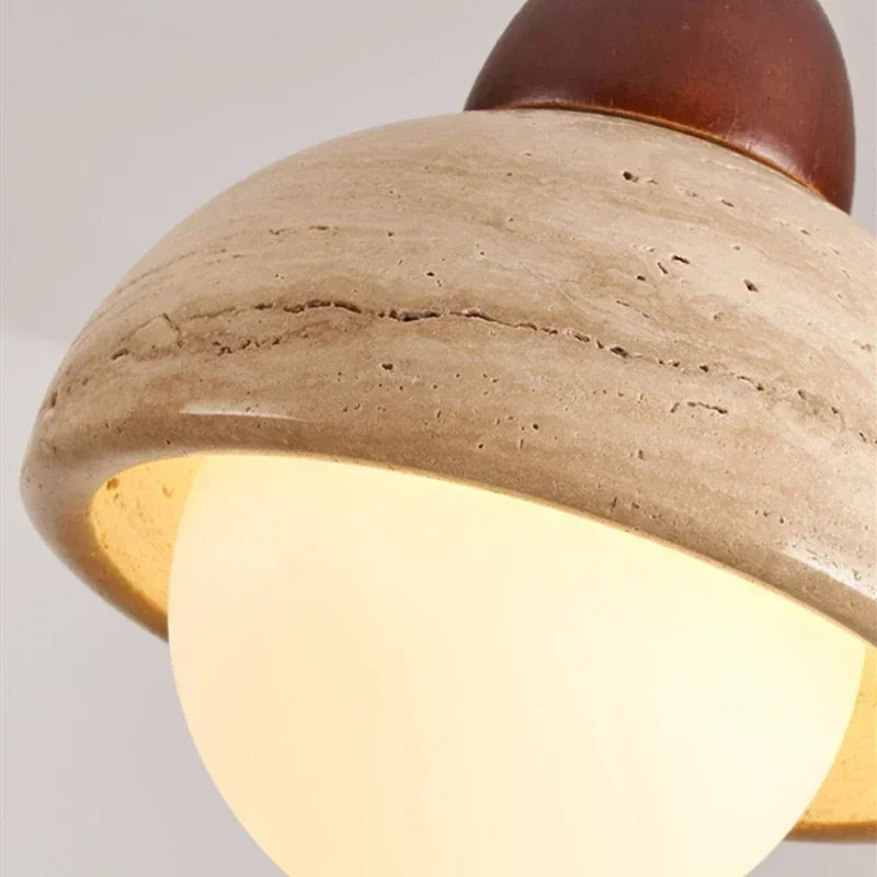 Helnys Vintage Yellow Travertine Spherical LED Pendant Light Chandelier