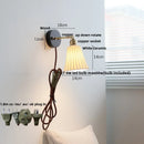 Helnys Copper LED Wall Lights Pull Chain Switch Modern Bedside Lamp