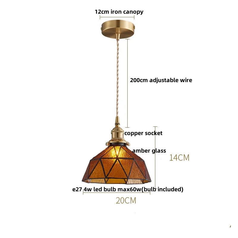 Helnys Modern Glass Pendant Lamp with Adjustable Copper Socket for Home Decor