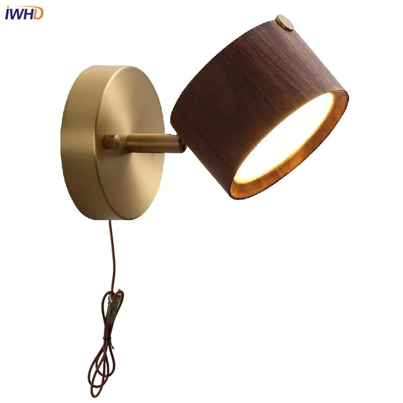 Helnys LED Wall Sconce Walnut Wood Base Modern Art Lamp