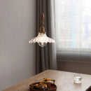 Helnys Glass LED Pendant Lamp with Wood Handle, Nordic Design