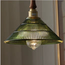 Helnys Walnut Wood LED Pendant Light Fixture with Adjustable Green Glass