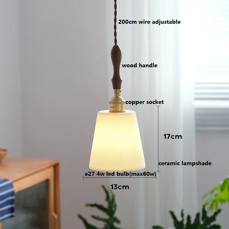 Helnys Copper Ceramic Ball LED Pendant Light - Nordic Modern Hanging Fixture