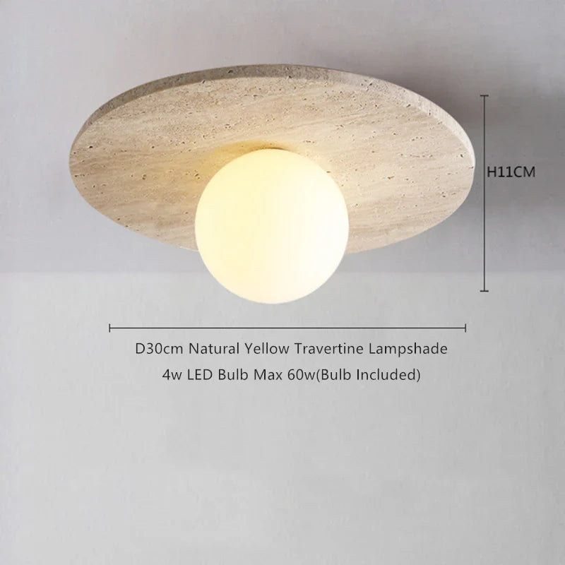Helnys Yellow Travertine LED Ceiling Light - Wabi Sabi Home Decor
