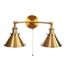 Helnys Industrial Vintage 2-Head LED Wall Light Gold Iron Loft Lamparas De Pared