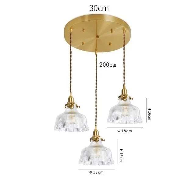 Helnys Clear Glass LED Pendant Light - Copper Nordic Modern Hanging Lamp